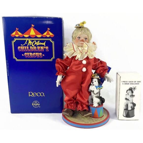 Tommy the Clown Porcelain Doll McClelland Children's Circus Reco Knowles 10" - Picture 1 of 10